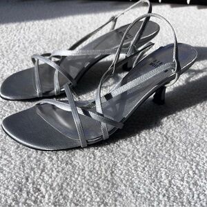 Stuart Weitzman Strappy Silver Heels